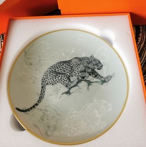 Hermes CARNETS D'EQUATEUR DESSERT/SALAD PLATE 21CM PANTHER New in box best gift